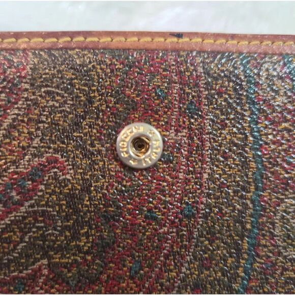 Etro (Authentic) Paisley Print Coated Canvas & Leather Trim Bi-fold Wallet, GUC - Picture 6 of 12